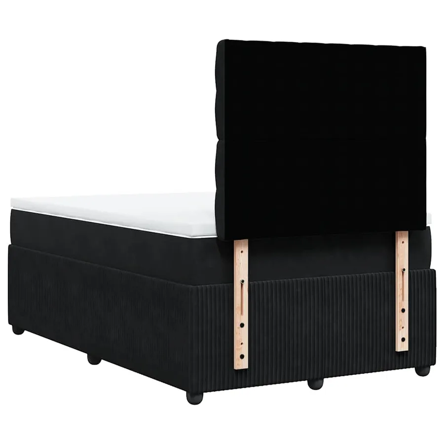 Sommier à lattes de lit avec matelas noir 120x190 cm velours - 6