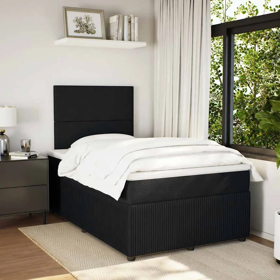 Sommier à lattes de lit avec matelas noir 120x190 cm velours - 3
