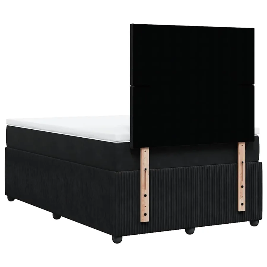 Sommier à lattes de lit avec matelas noir 120x190 cm velours - 6