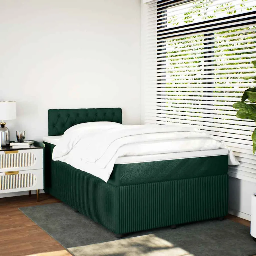 Sommier à lattes de lit et matelas Vert foncé 120x200cm Velours - 3