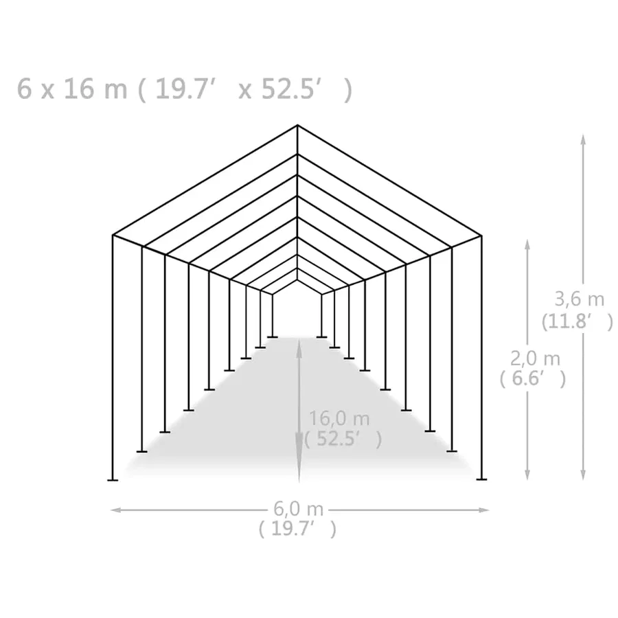 Tente de réception PE 6 x 16 m Blanc - 9