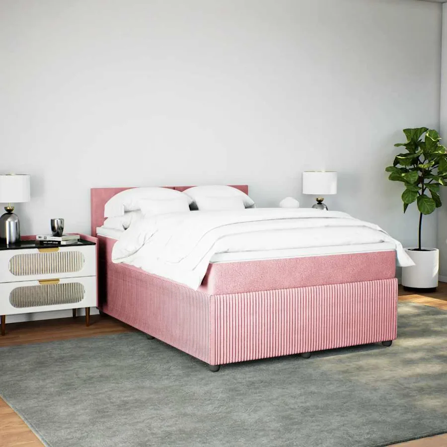 Sommier à lattes de lit avec matelas Rose 140x190 cm Velours - 3
