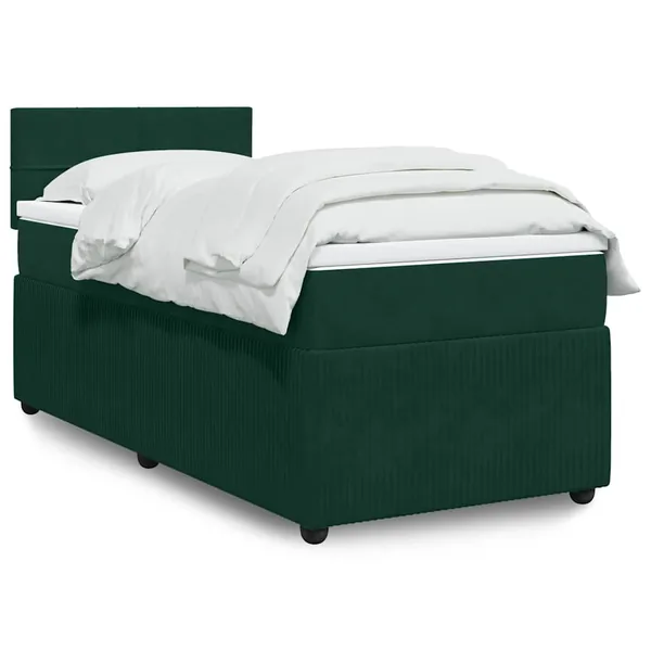 Sommier à lattes de lit avec matelas Vert foncé 90x190 cm