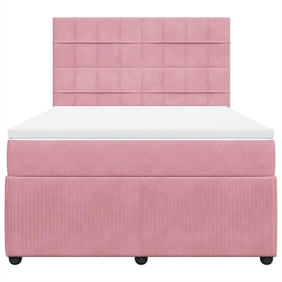 Sommier à lattes de lit avec matelas Rose 140x190 cm Velours - 4