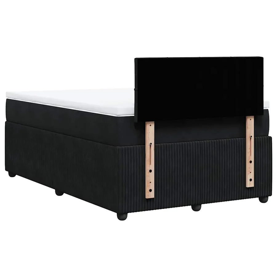 Sommier à lattes de lit avec matelas noir 120x190 cm velours - 10