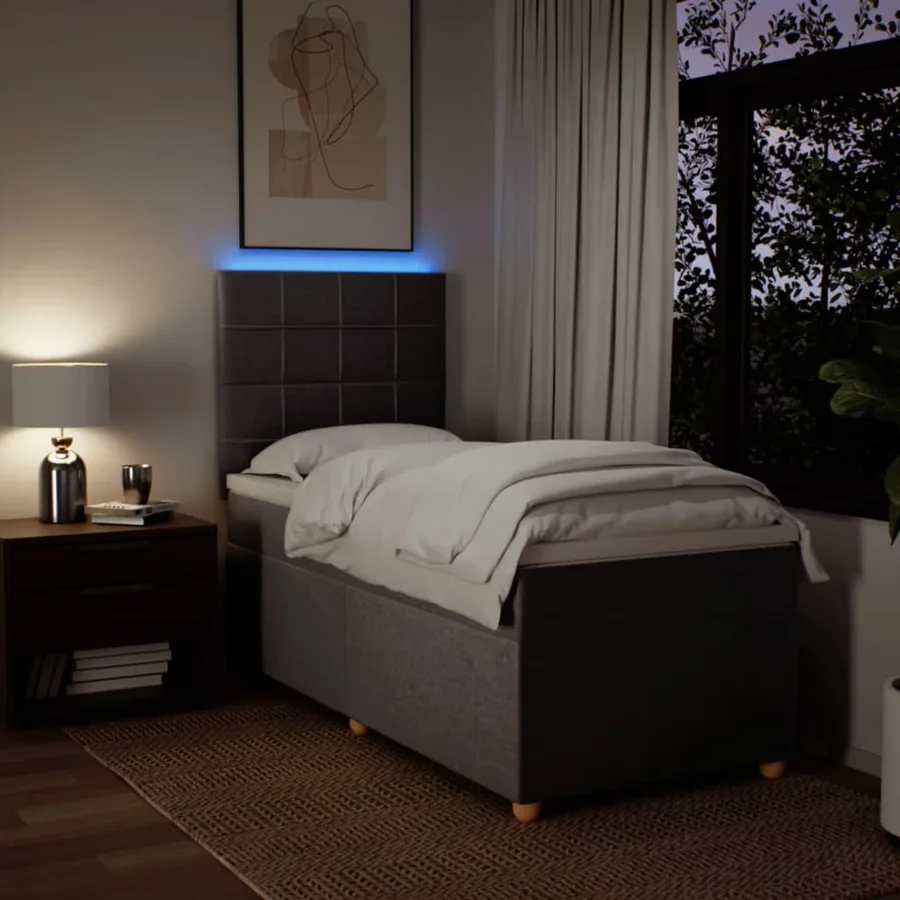 Sommier à lattes de lit avec matelas Taupe 80x200 cm Tissu - 4