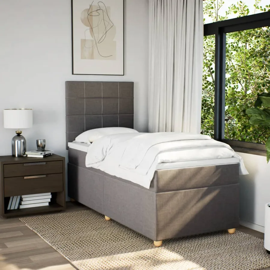 Sommier à lattes de lit avec matelas Taupe 80x200 cm Tissu - 3