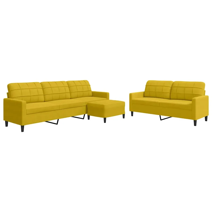Ensemble de canapés 3 pcs avec coussins Jaune Velours - 2