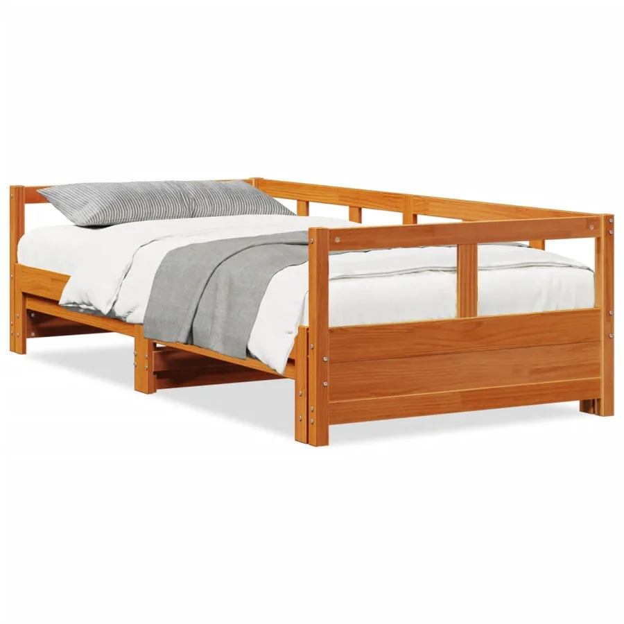 Lit de jour sans matelas cire marron 90x200 cm bois pin massif - 2