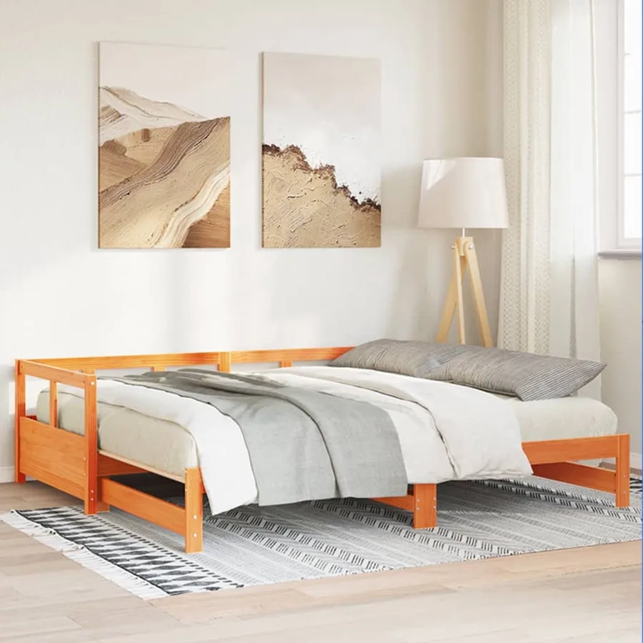 Lit de jour sans matelas cire marron 90x200 cm bois pin massif - 4
