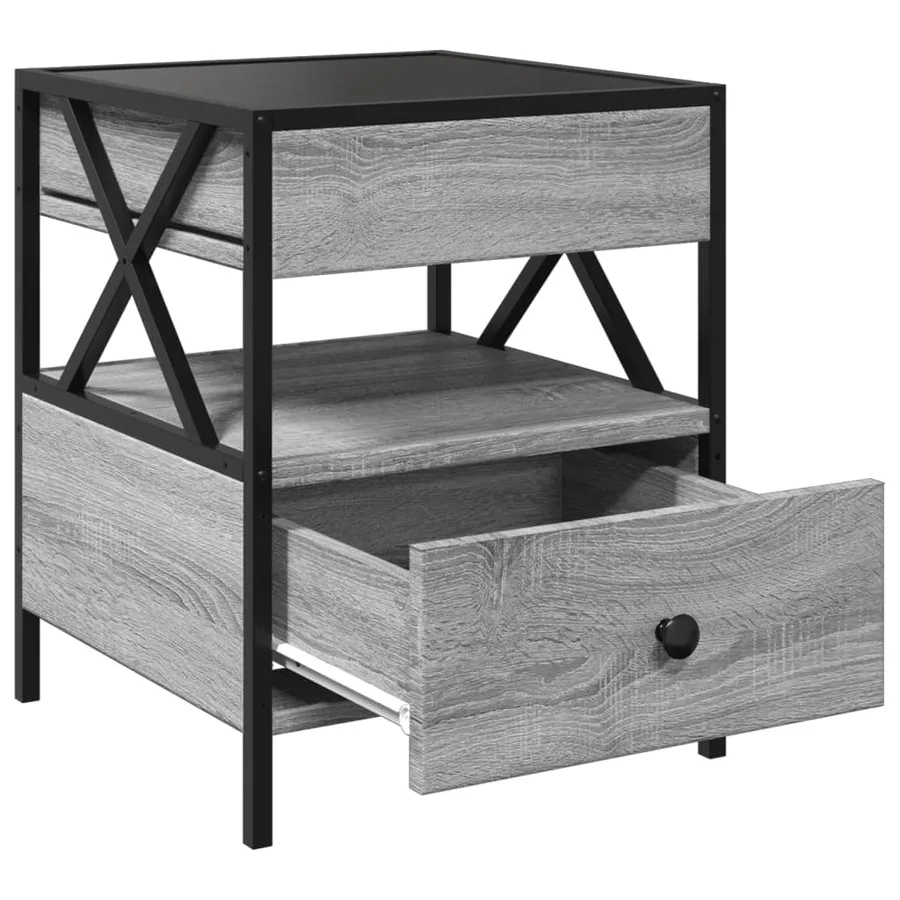 Table de chevet avec LED infini sonoma gris 40x40x51 cm - 12