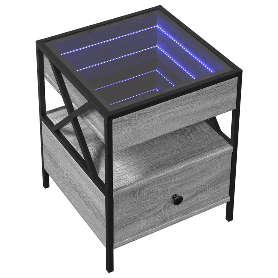 Table de chevet avec LED infini sonoma gris 40x40x51 cm - 3