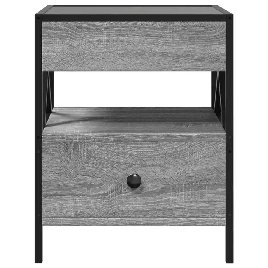 Table de chevet avec LED infini sonoma gris 40x40x51 cm - 6