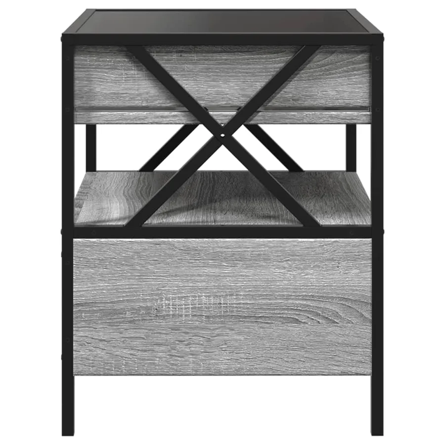 Table de chevet avec LED infini sonoma gris 40x40x51 cm - 7