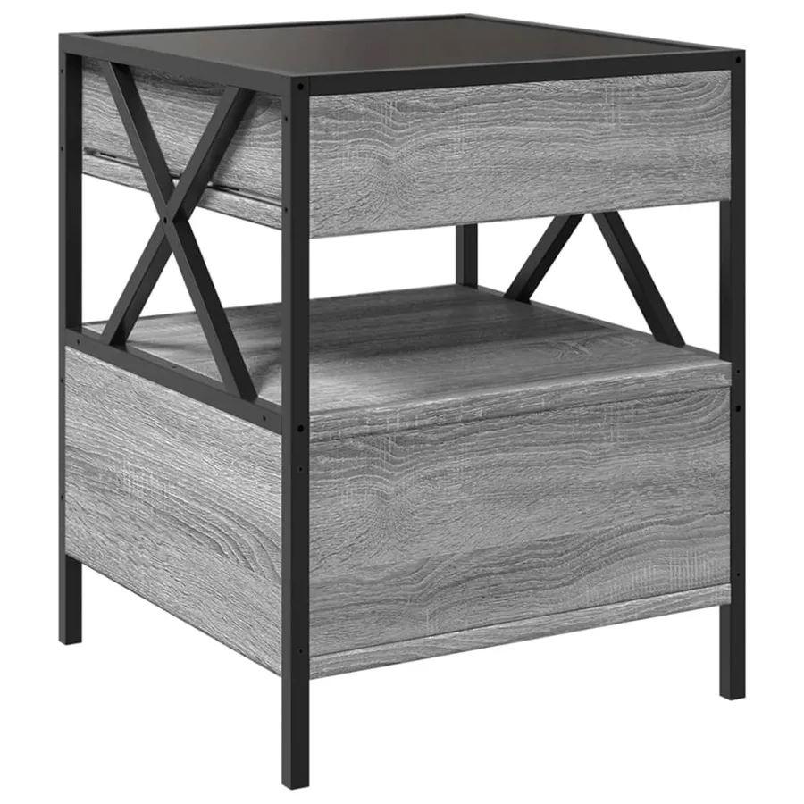 Table de chevet avec LED infini sonoma gris 40x40x51 cm - 8
