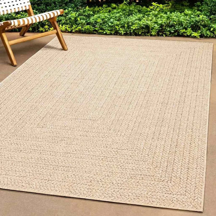 Tapis ZIZUR beige 80x150 cm aspect de jute intérieur extérieur - 3