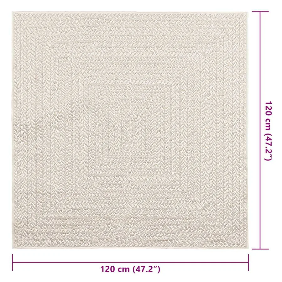 Tapis ZIZUR crème 120x120 cm aspect de jute intérieur extérieur - 9