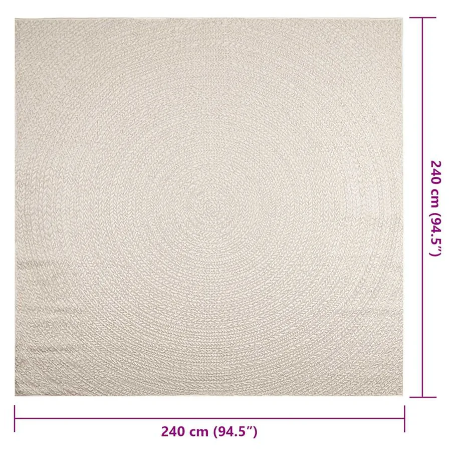 Tapis ZIZUR crème 240x240 cm aspect de jute intérieur extérieur - 9