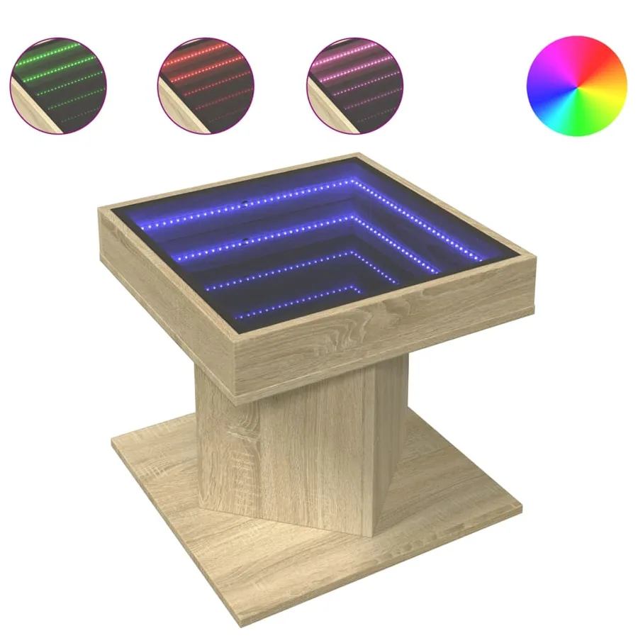 Table basse avec LED chêne sonoma 50x50x45 cm bois d'ingénierie - 2
