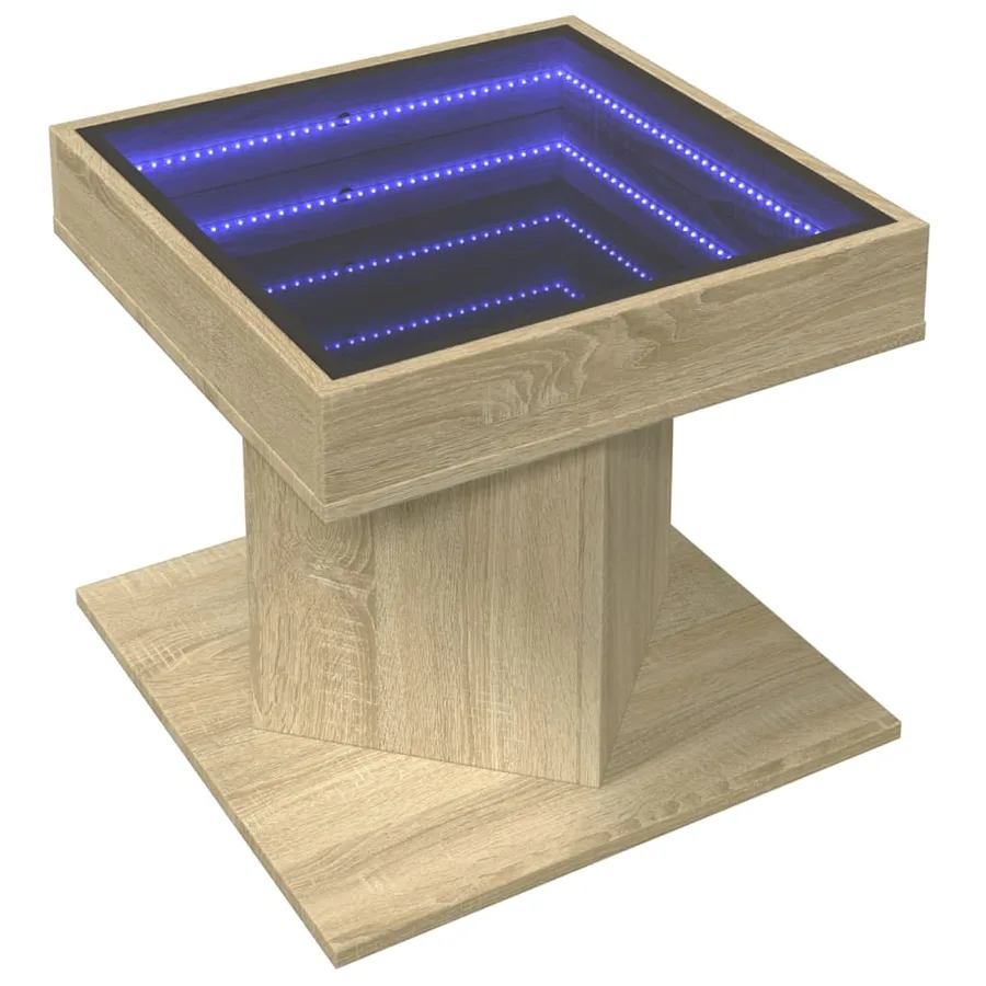 Table basse avec LED chêne sonoma 50x50x45 cm bois d'ingénierie - 3