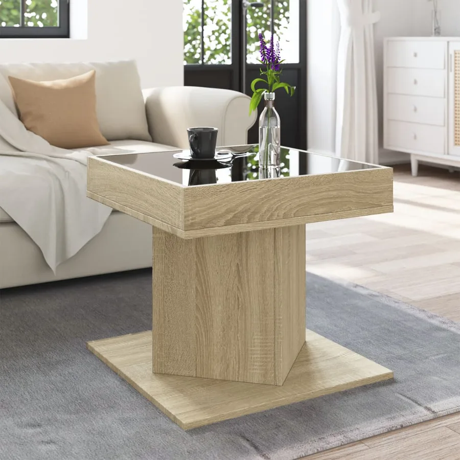 Table basse avec LED chêne sonoma 50x50x45 cm bois d'ingénierie - 4