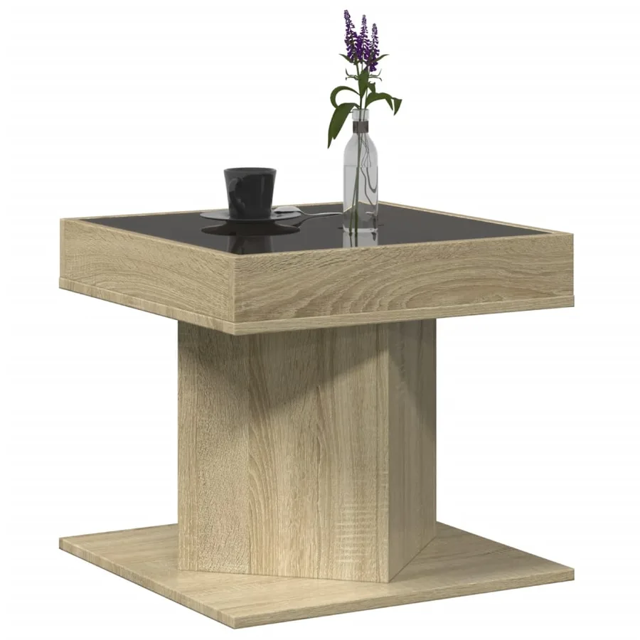 Table basse avec LED chêne sonoma 50x50x45 cm bois d'ingénierie - 5
