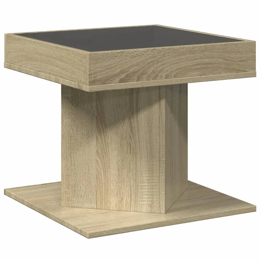 Table basse avec LED chêne sonoma 50x50x45 cm bois d'ingénierie - 8