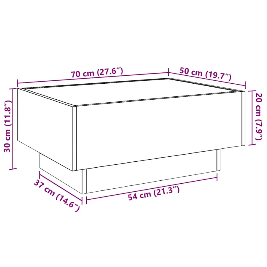Table basse avec LED chêne marron 70x50x30 cm bois d'ingénierie - 13