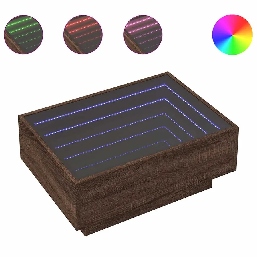 Table basse avec LED chêne marron 70x50x30 cm bois d'ingénierie - 2