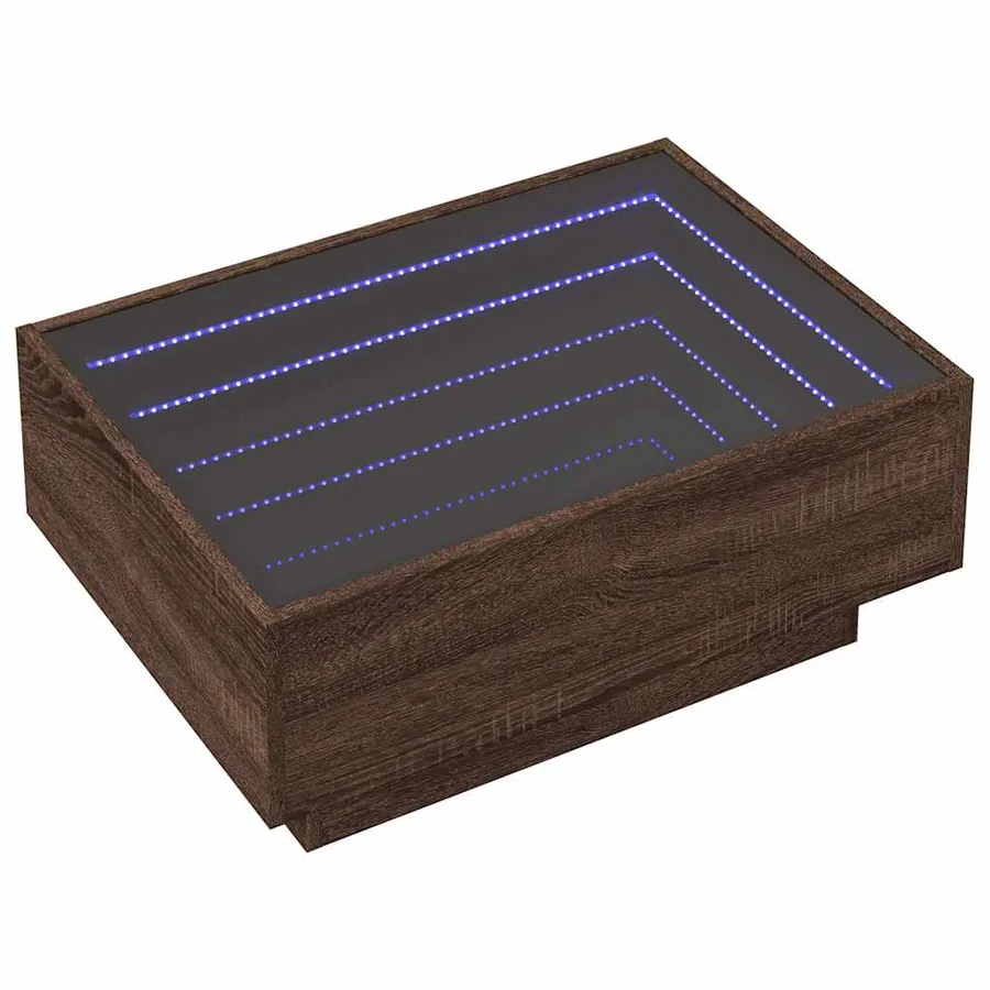 Table basse avec LED chêne marron 70x50x30 cm bois d'ingénierie - 3
