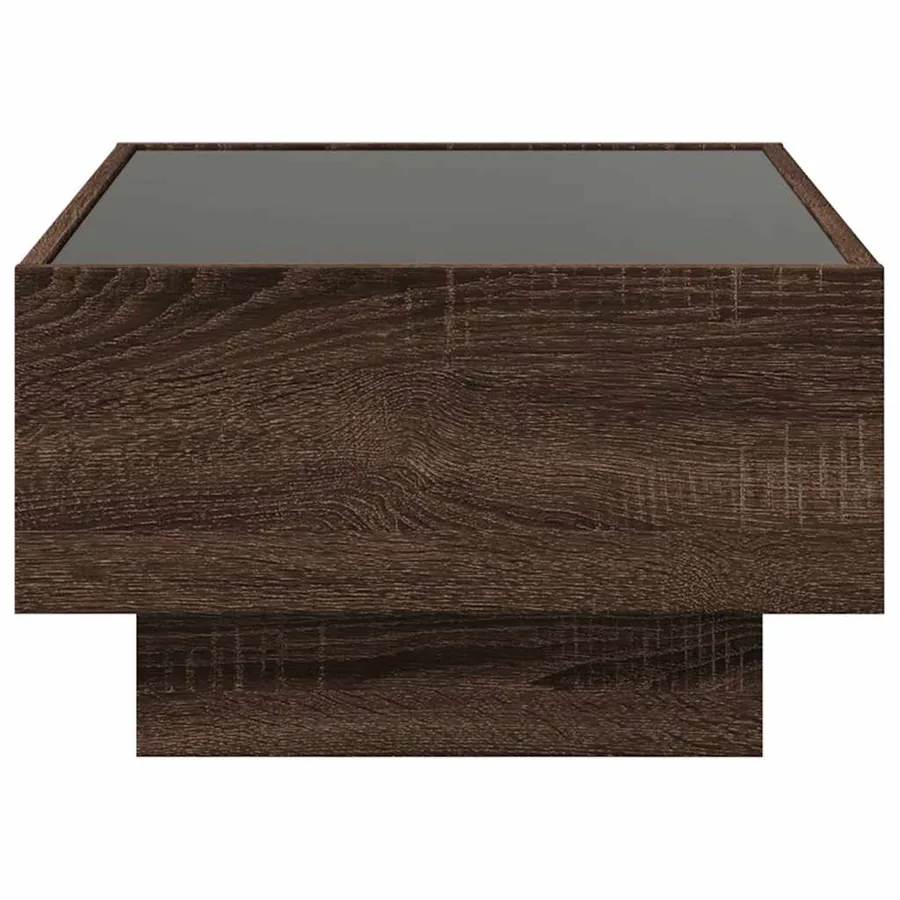 Table basse avec LED chêne marron 70x50x30 cm bois d'ingénierie - 7