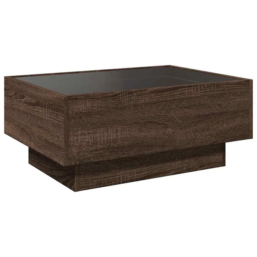 Table basse avec LED chêne marron 70x50x30 cm bois d'ingénierie - 8