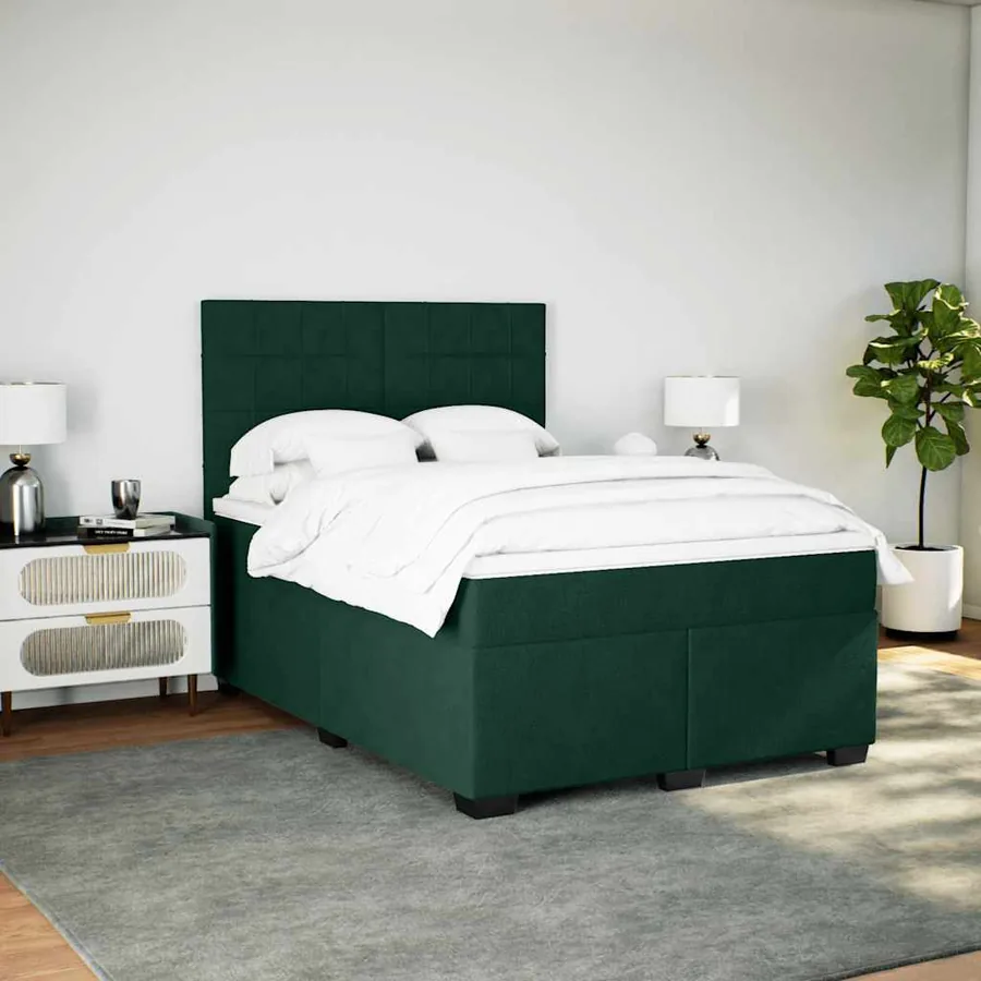 Sommier à lattes de lit et matelas Vert foncé 160x200cm Velours - 3