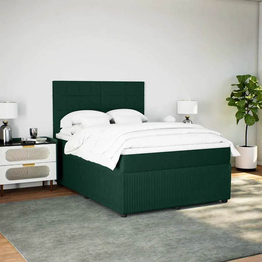 Sommier à lattes de lit et matelas Vert foncé 160x200cm Velours - 3