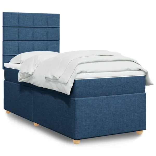 Sommier à lattes de lit avec matelas Bleu 80x200 cm Tissu