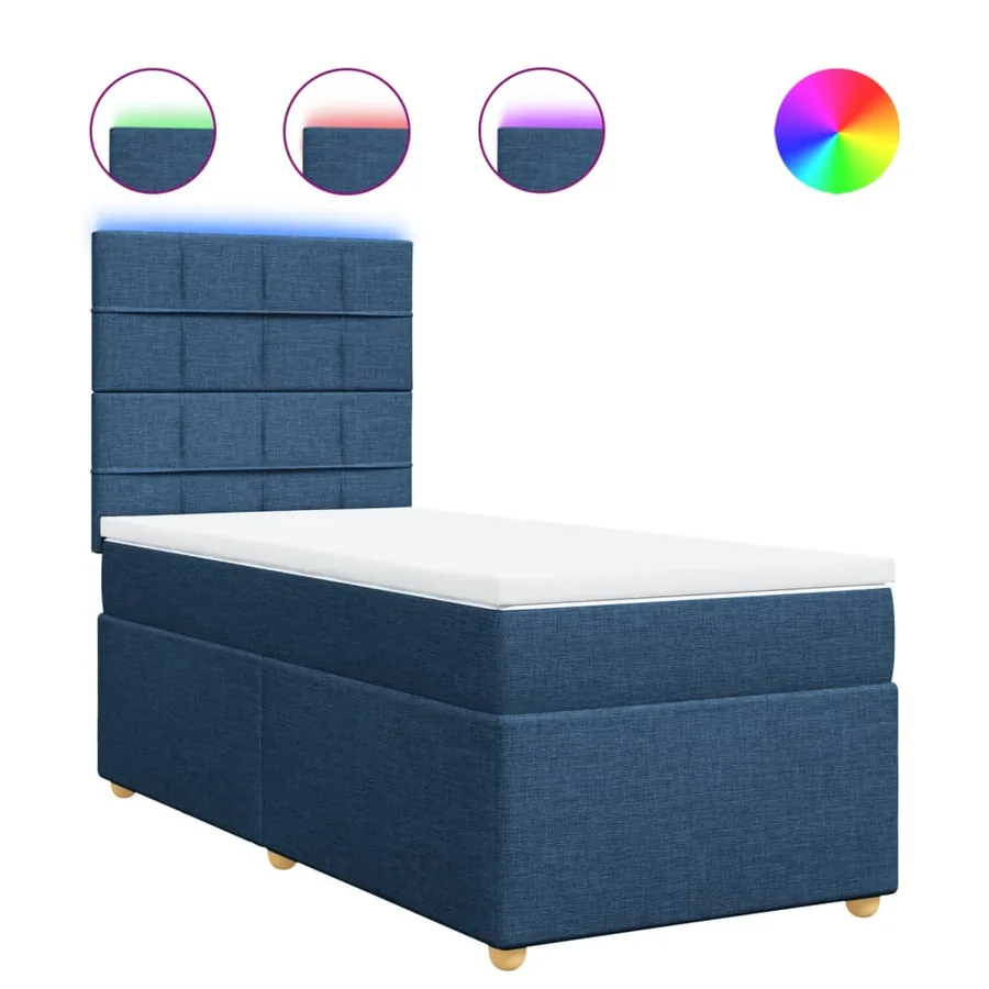 Sommier à lattes de lit avec matelas Bleu 80x200 cm Tissu - 2