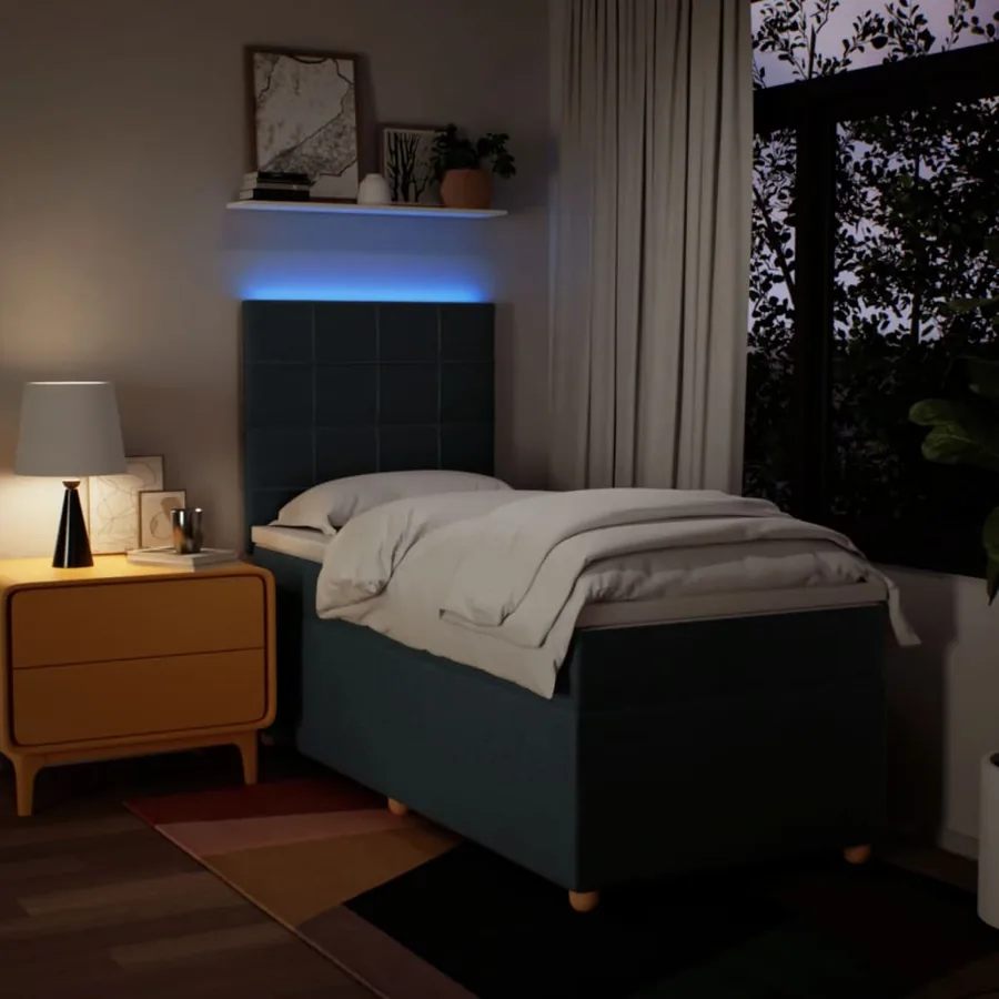 Sommier à lattes de lit avec matelas Bleu 80x200 cm Tissu - 4
