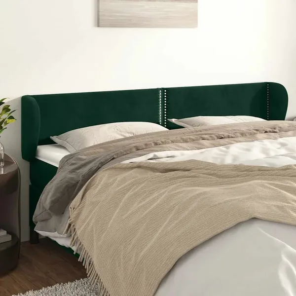 Tête de lit avec oreilles Vert foncé 183x23x78/88 cm Velours
