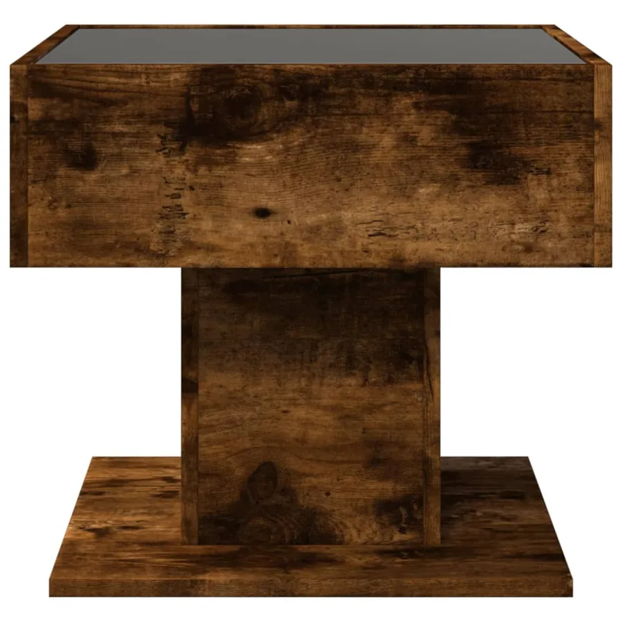 Table basse avec LED chêne fumé 50x50x45 cm bois d'ingénierie - 6