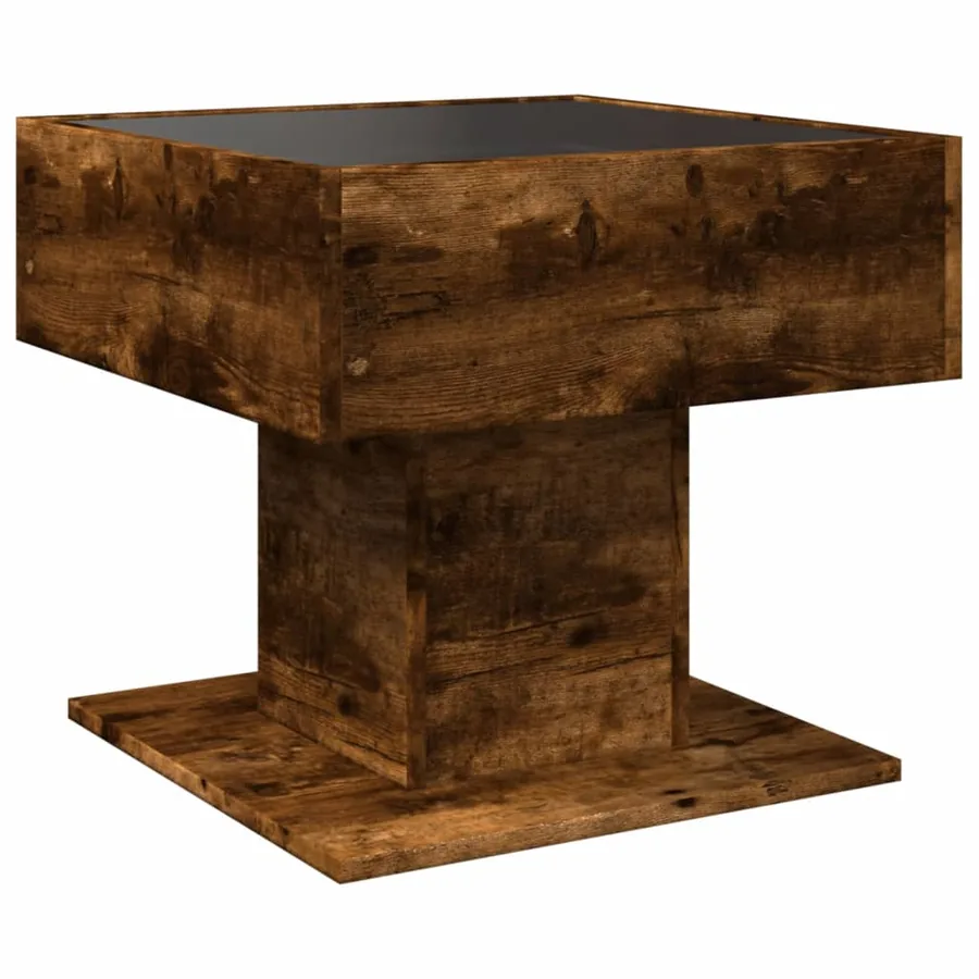Table basse avec LED chêne fumé 50x50x45 cm bois d'ingénierie - 8