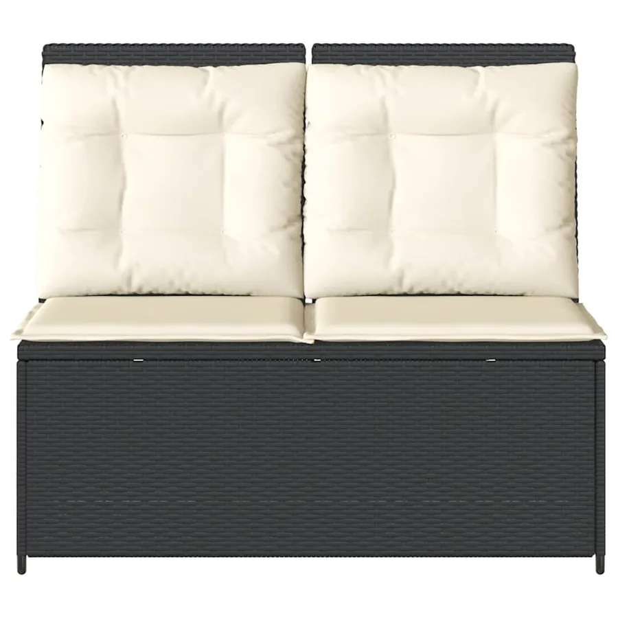 Banc inclinable de jardin avec coussins noir résine tressée - 4