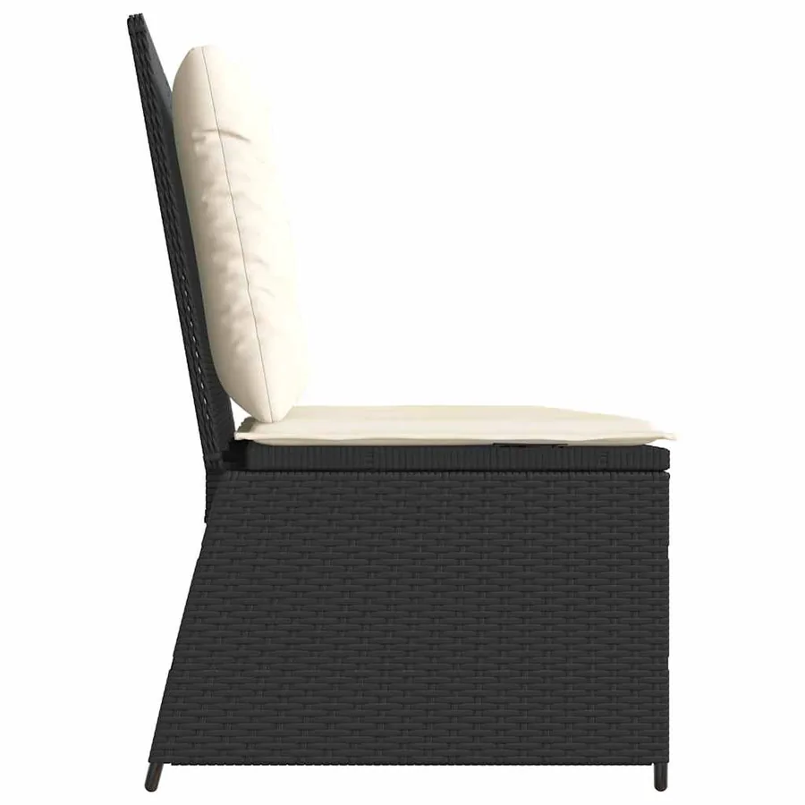 Banc inclinable de jardin avec coussins noir résine tressée - 5