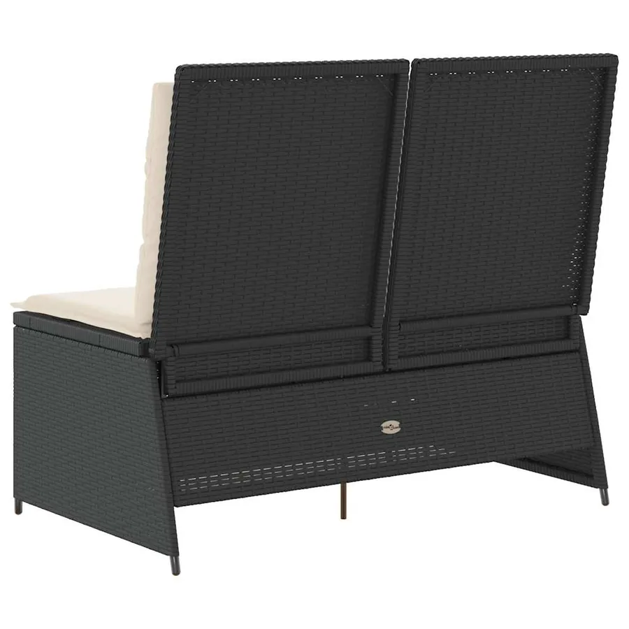 Banc inclinable de jardin avec coussins noir résine tressée - 6
