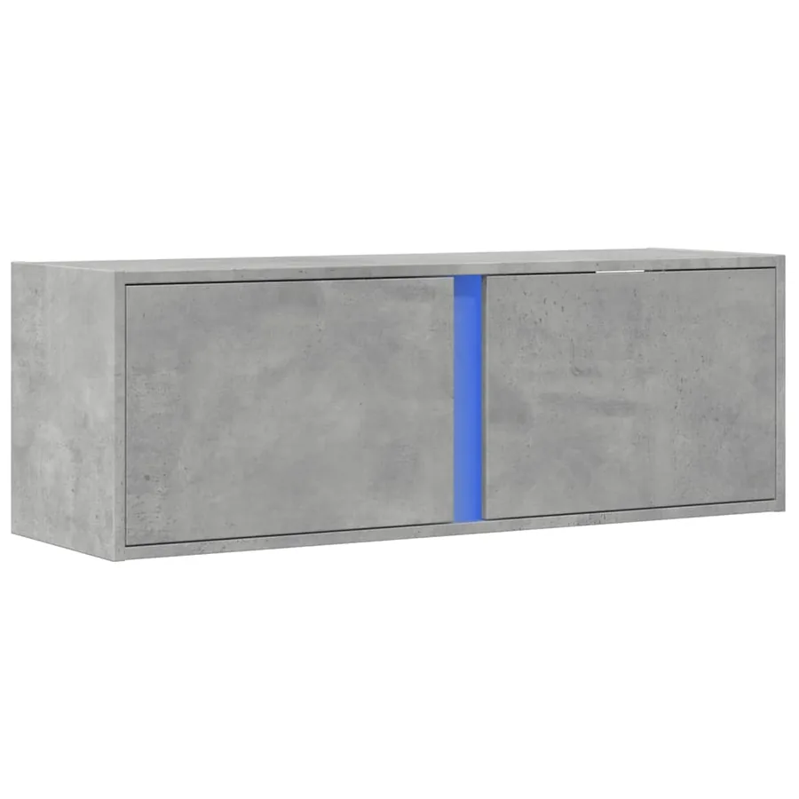Meuble TV mural avec lumières LED gris béton 100x31x35 cm - 3