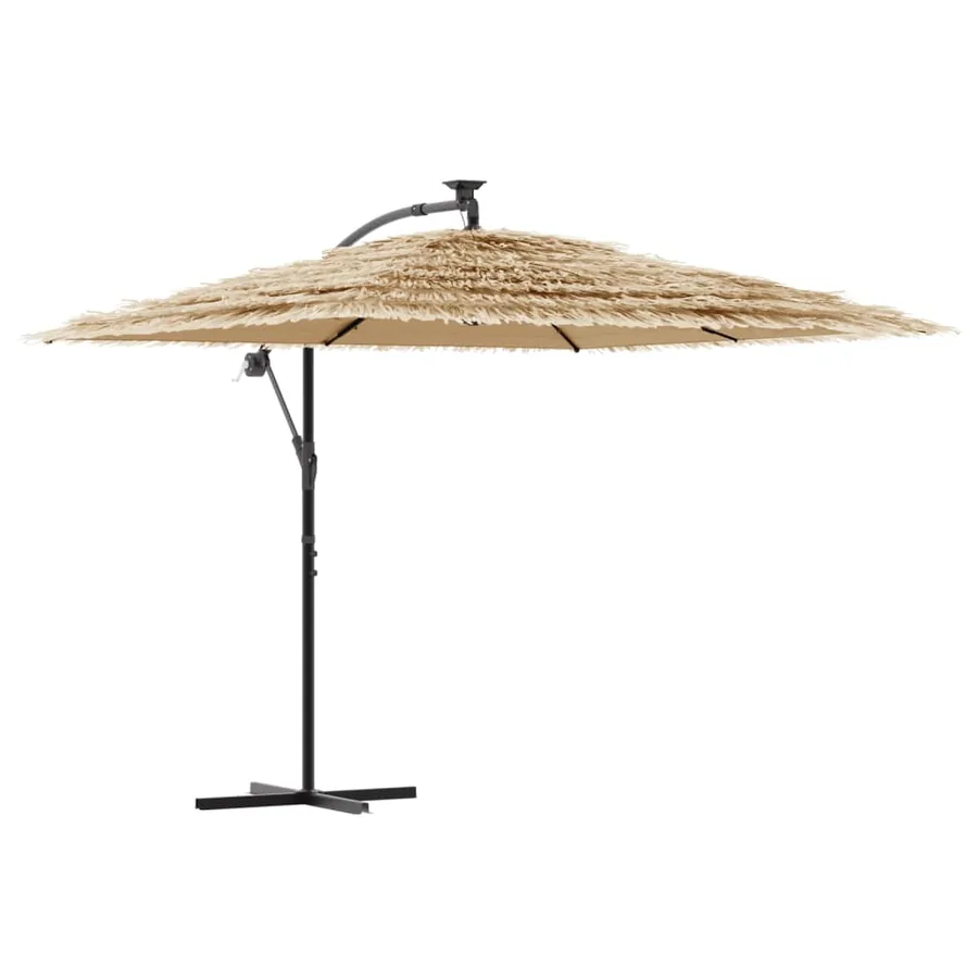Parasol de jardin avec LED et mât en acier marron 269x269x235cm - 2