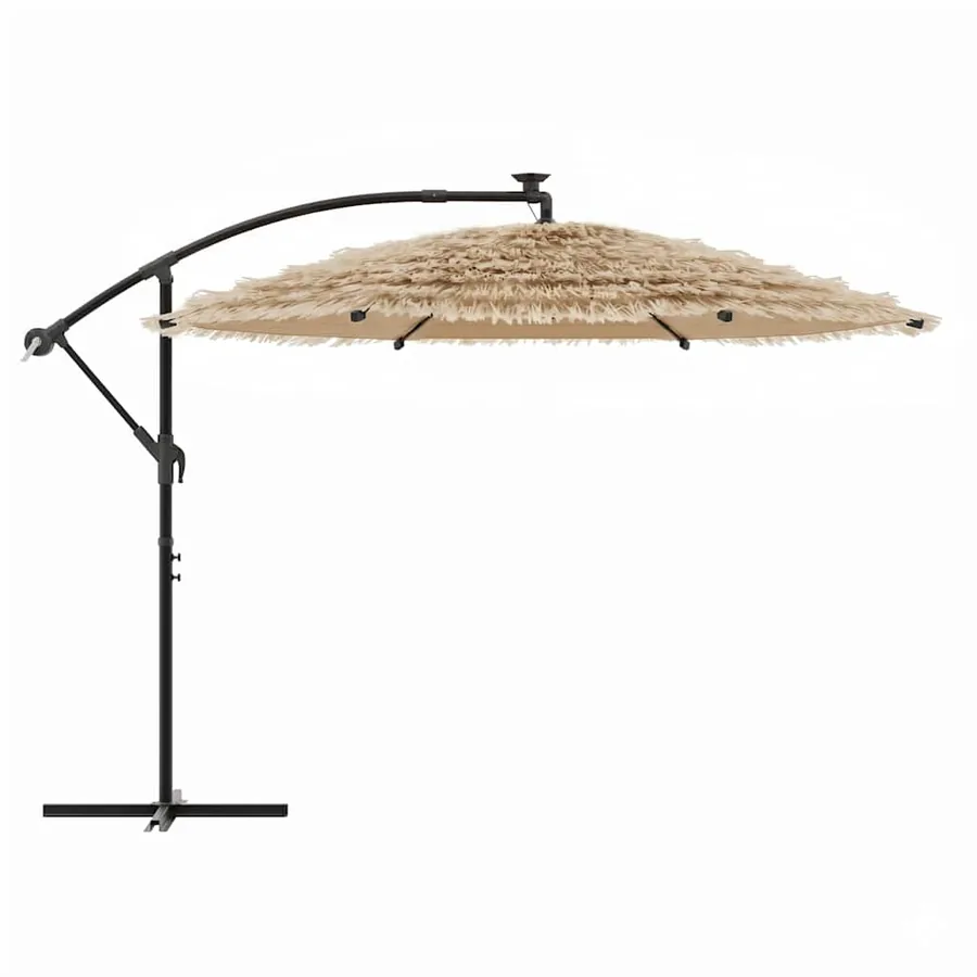 Parasol de jardin avec LED et mât en acier marron 269x269x235cm - 5
