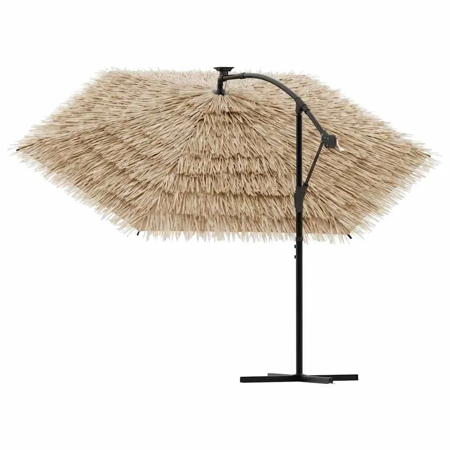 Parasol de jardin avec LED et mât en acier marron 269x269x235cm - 6