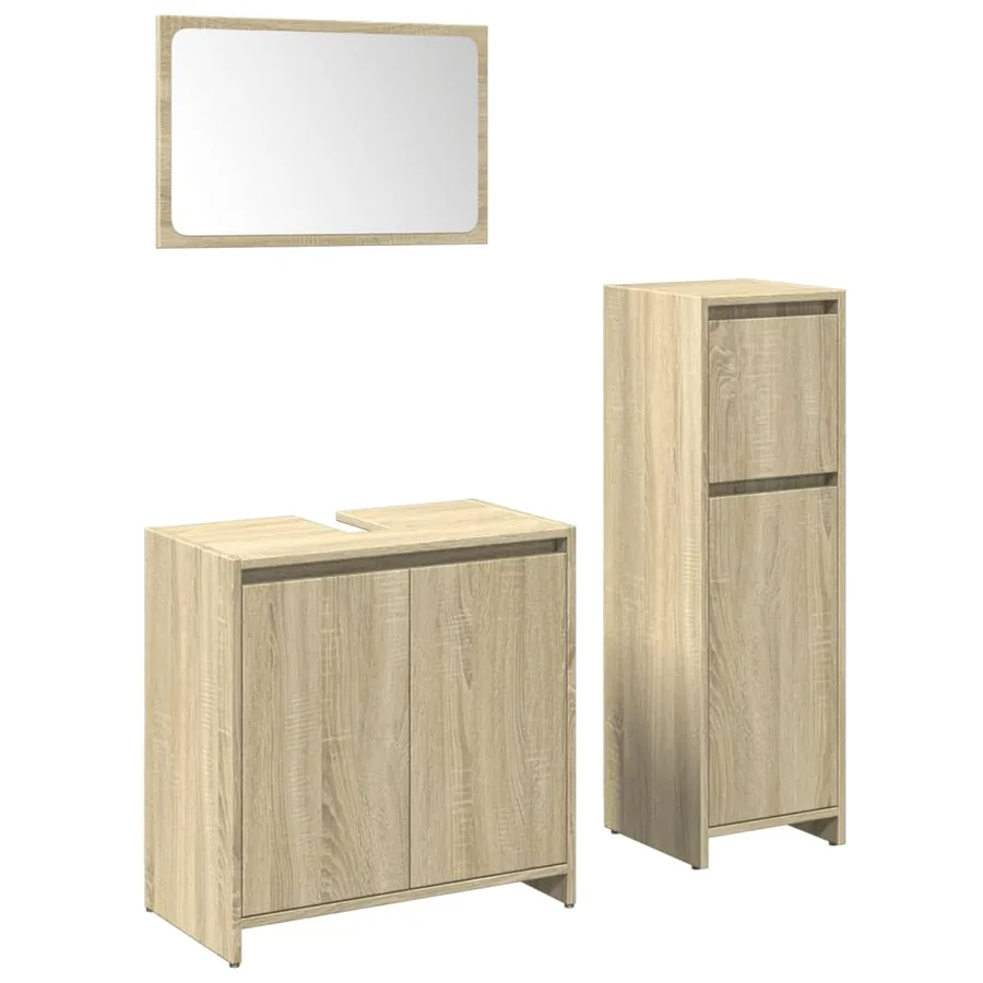 Ensemble de meubles de salle de bain 3 pcs chêne sonoma - 2