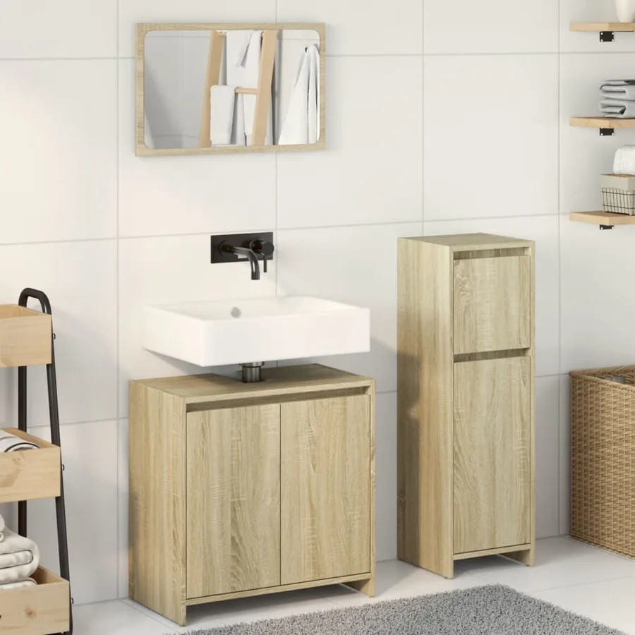 Ensemble de meubles de salle de bain 3 pcs chêne sonoma - 3