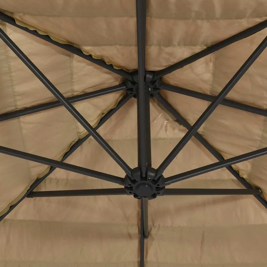 Parasol de jardin avec LED et mât en acier marron 288x288x225cm - 10